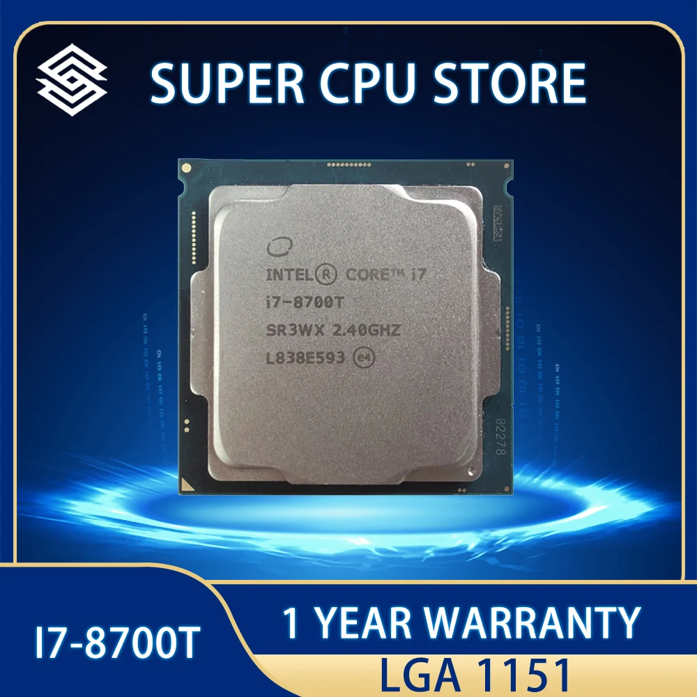 

Intel Core i7-8700T i7 8700T CPU Processor 12M 35W 2.4 GHz Six-Core Twelve-Thread LGA 1151