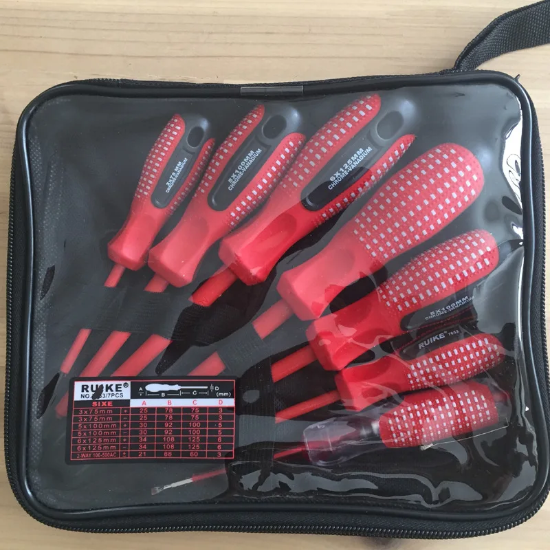 

7 Pcs Insulated Screwdriver Sets Handhold Magnetic Screw Driver Phillips Slotted Handle Electrician Repair Hand Manual Tools