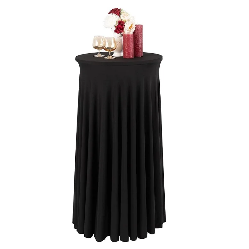 

Cocktail table skirt black white color elastic round table cover hotel wedding Outdoor banquet party spandex tablecloth 30inch