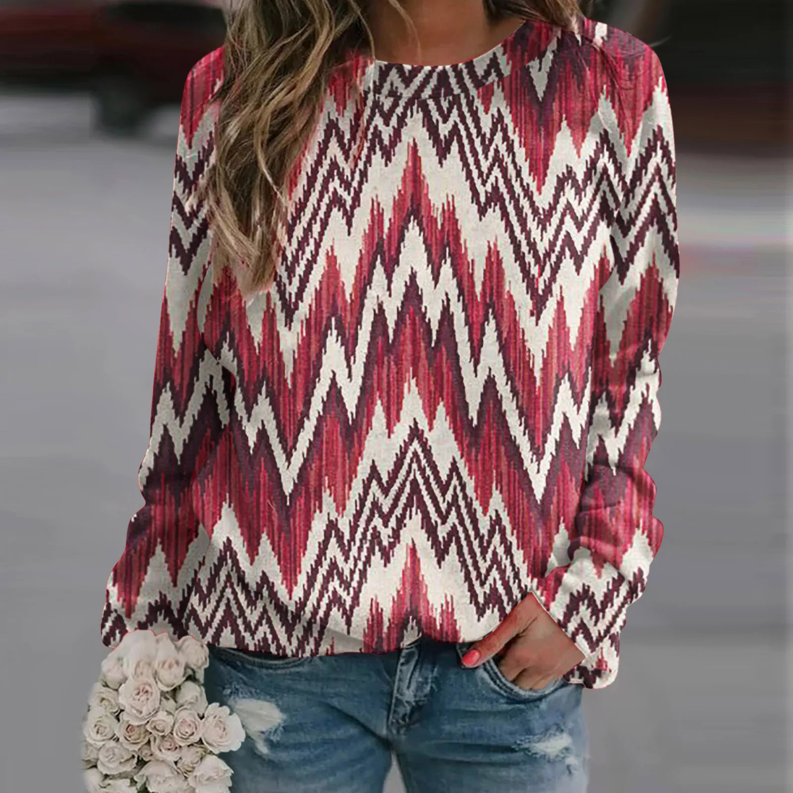 

Пуловер, свитшот для женщин, свитшот с винтажным принтом, блузка с длинным рукавом, свитер на молнии средней длины, Женский флисовый свитшот ...