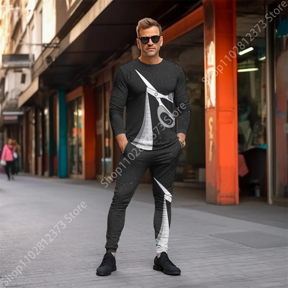 2023 Man Tracksuit Sets Fashion Men's Long Sleeve T-shirts Two Piece Set 3D Retro Skull Printing Casual Streetwear Men Clothing