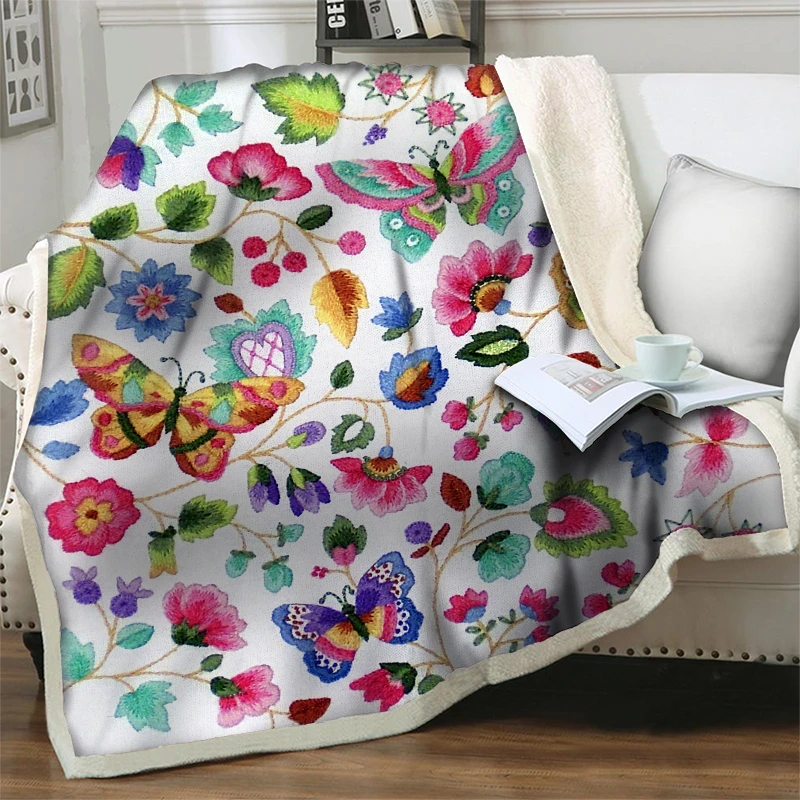 

Великолепный цветок с бабочкой, плюшевое одеяло для кровати, дивана, домашний декор, дорожные одеяла для пикника, ворсовое одеяло до колена, ...