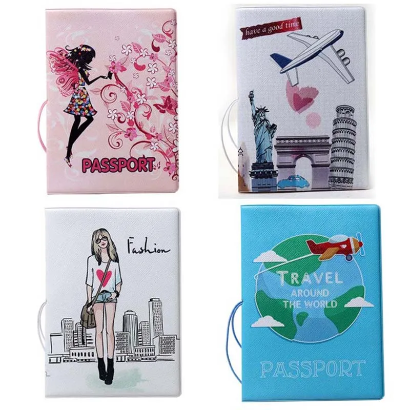 

Newest Cute Girls Love Travel Accessories Passport Holder PVC 3D Print Leather Men Travel Passport Cover Case Card ID Holders