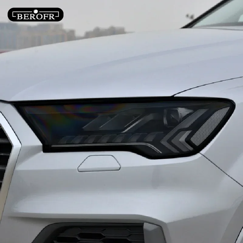 Фото Для Audi Q7 4M 2016 2017 2018 2019 2020 автомобильные фары, черная виниловая защитная пленка, прозрачная наклейка из ТПУ, аксессуары №5