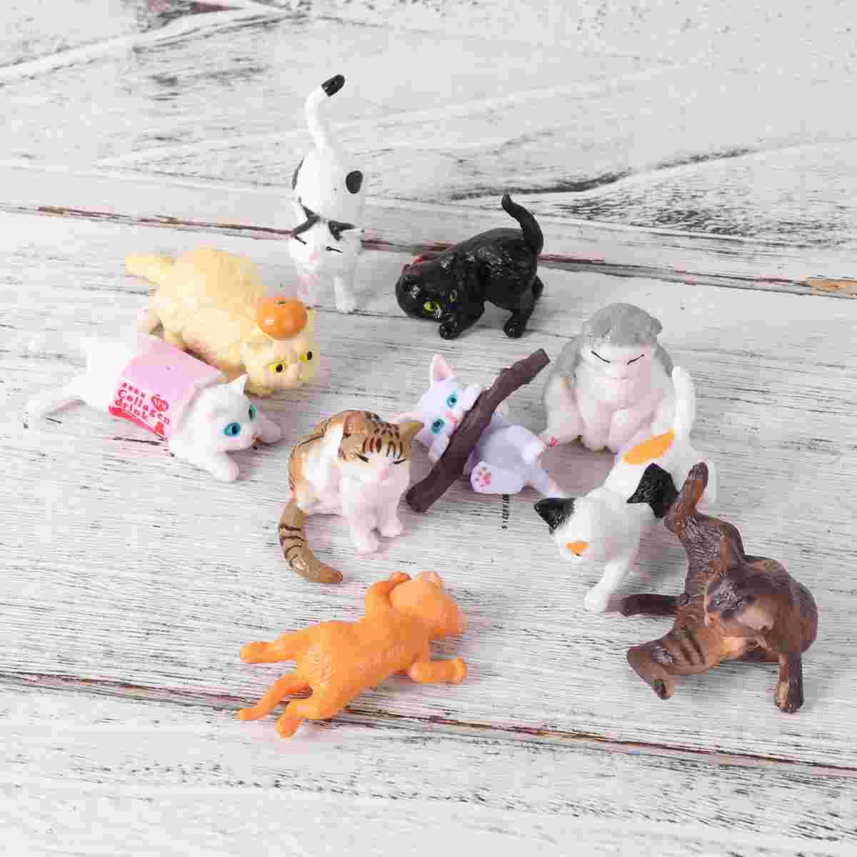 

10PCS Cartoon Mini Size Decorative Use Cat Shape Dolls Home Decoration Use Tool