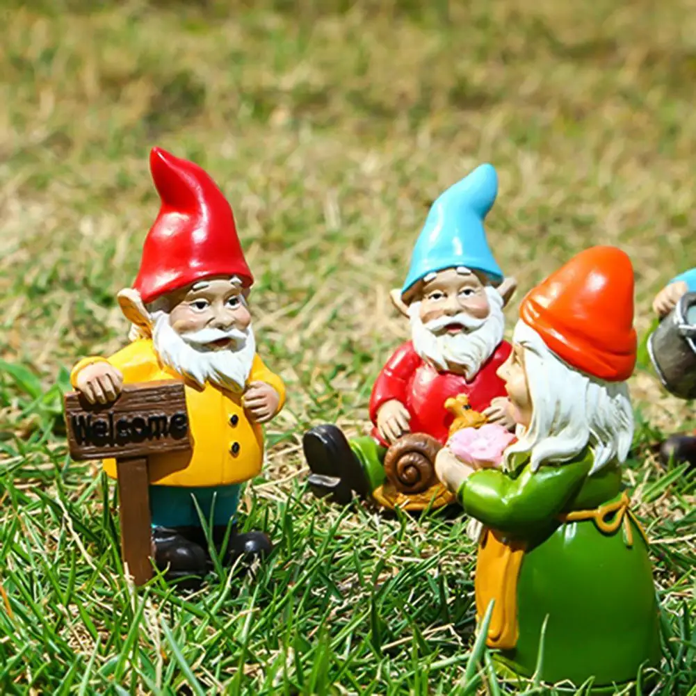 

Resin 10Pcs/Set Fashion Smooth Edges Gnome Lawn Ornaments Mini Dwarf Sculpture Rust-proof for Home