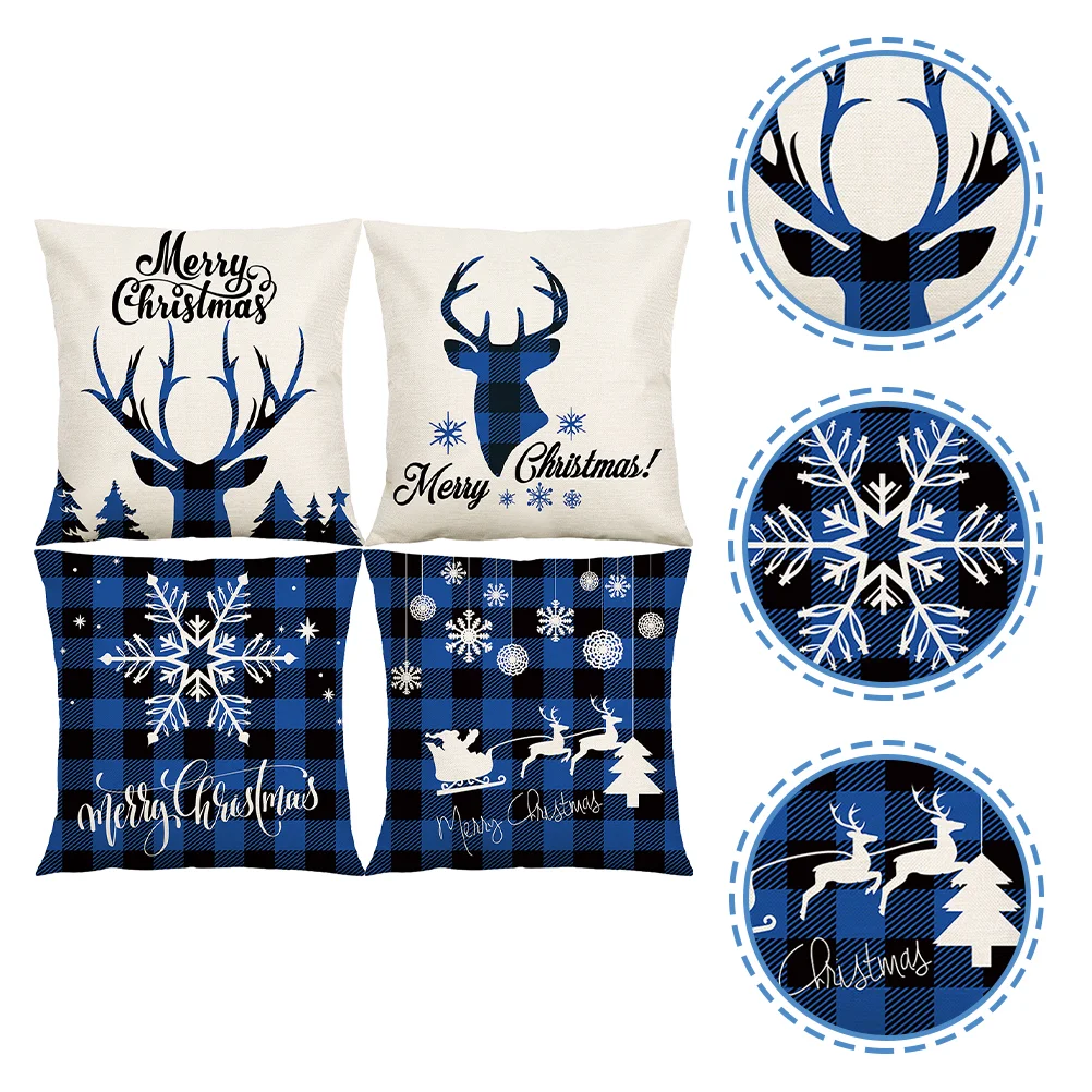 

Pillow Cover Xmas Pillowcase Case Cushion Christmas Square Throw Couch Decorativeprotector Sofa Themed Pillows