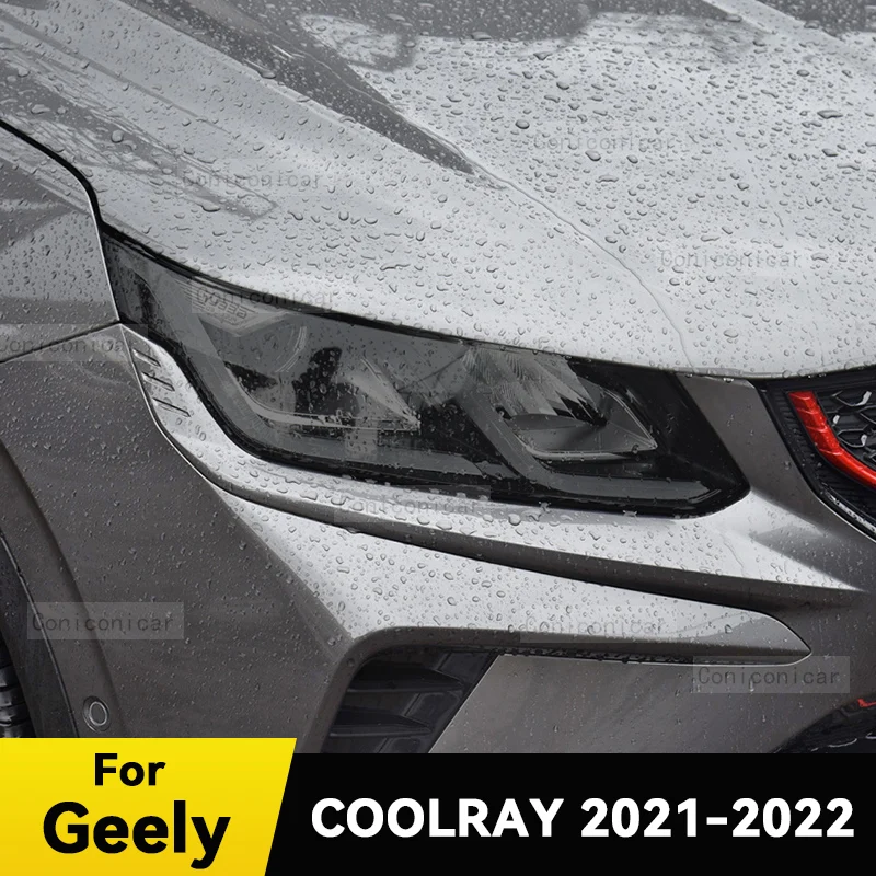 

For GEELY COOLRAY 2022 2021 Car Headlight Black TPU Protective Cover Film Front Light Tint Change Color Sticker Accessories