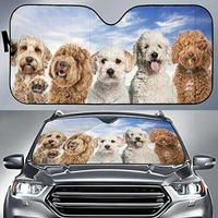 funny labradoodle dog family blue sky pattern car sunshade cute labradoodle friends blue sky auto sun shade gift for labradood