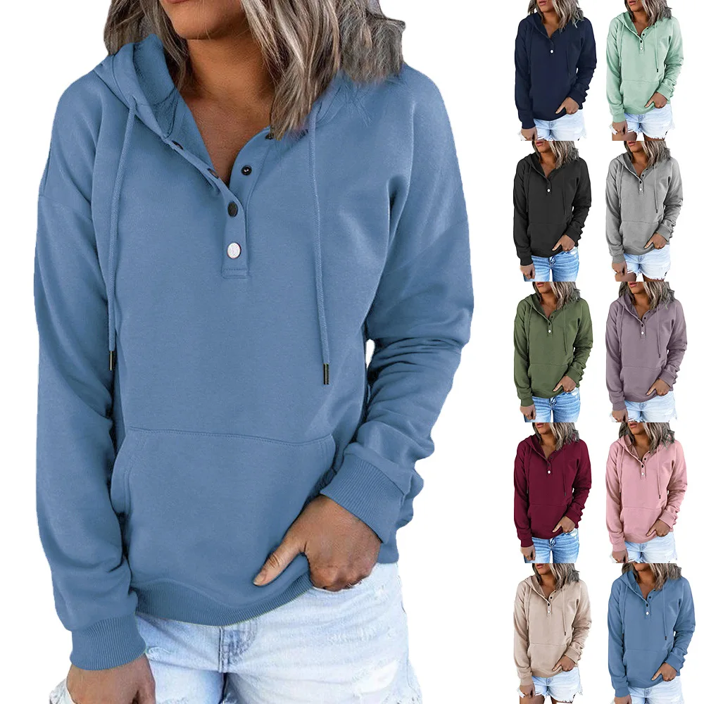 

Женская Осенняя Свободная Повседневная Толстовка с капюшоном и карманами на шнурке с длинными рукавами