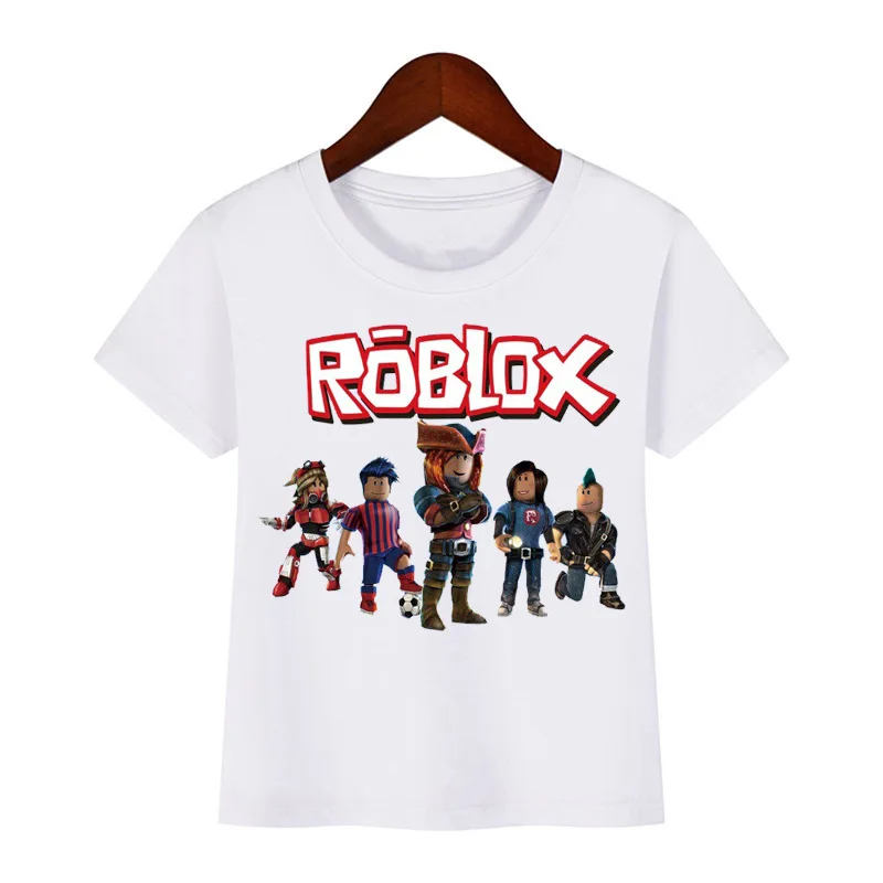 Детская Модная Повседневная Футболка Roblox Белая С Круглым Вырезом И Короткими