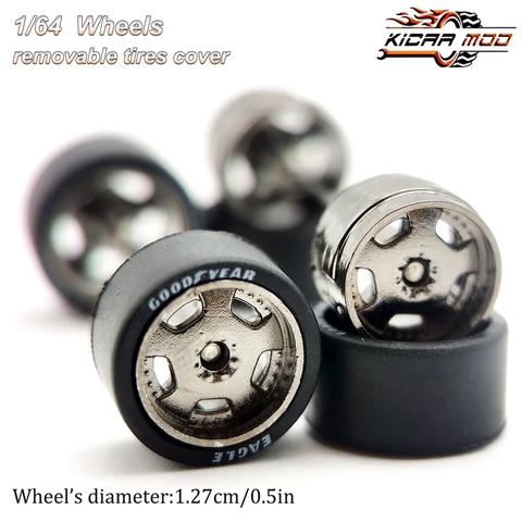 Колеса KICARMOD 1/64 пластиковые с резиной для Hot Wheels