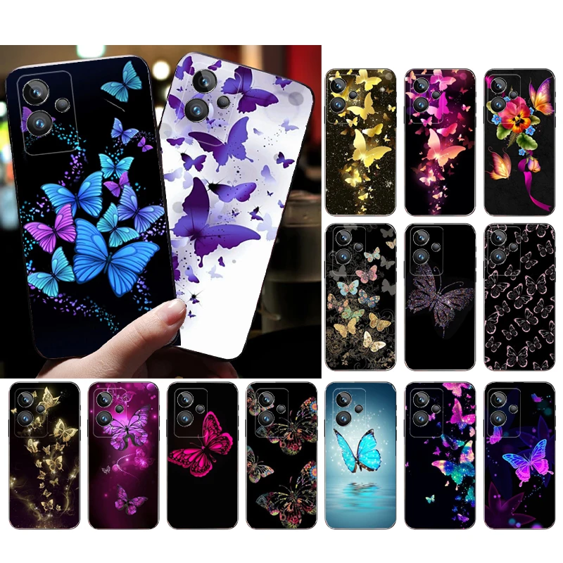 

Phone Case for OPPO Realme GT 2 Pro X2 Pro XT C25S 9 8 7 6 Pro 6i GT Master C3 C21 C21Y C11 X3 SuperZoom butterfly flower