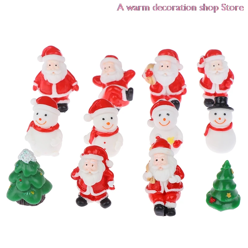 

Miniature Christmas Tree Santa Claus Snowmen Terrarium Accessories Gift Box Fairy Garden Figurines Doll House Decor