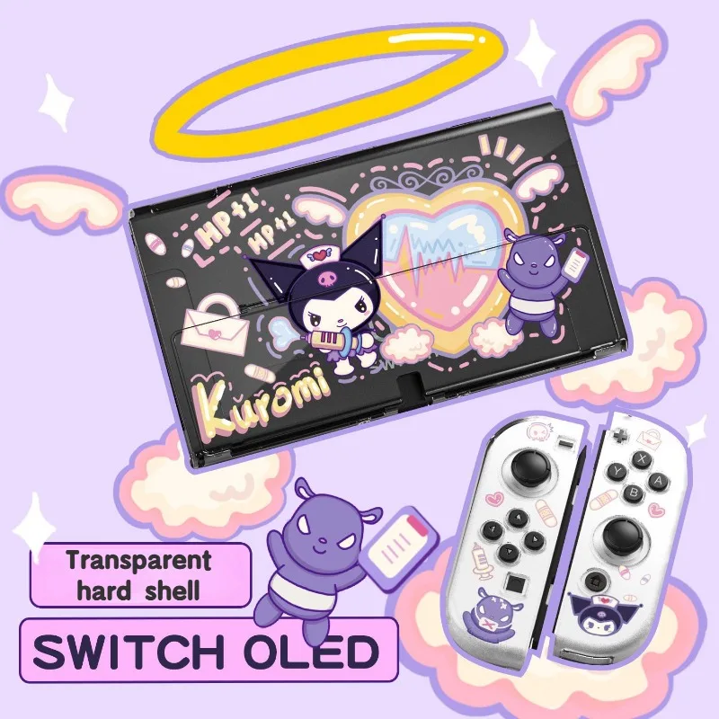 

Kawaii Original Sanrio Kuromi Nintendo Switch Oled Protective Shell Switch Game Console Ns Clear Hard Shell Case Gamer Gift