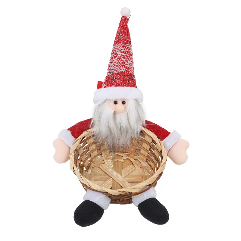 Новинка Рождественская кукла из бамбука конфет с Санта-Клаусом корзина для