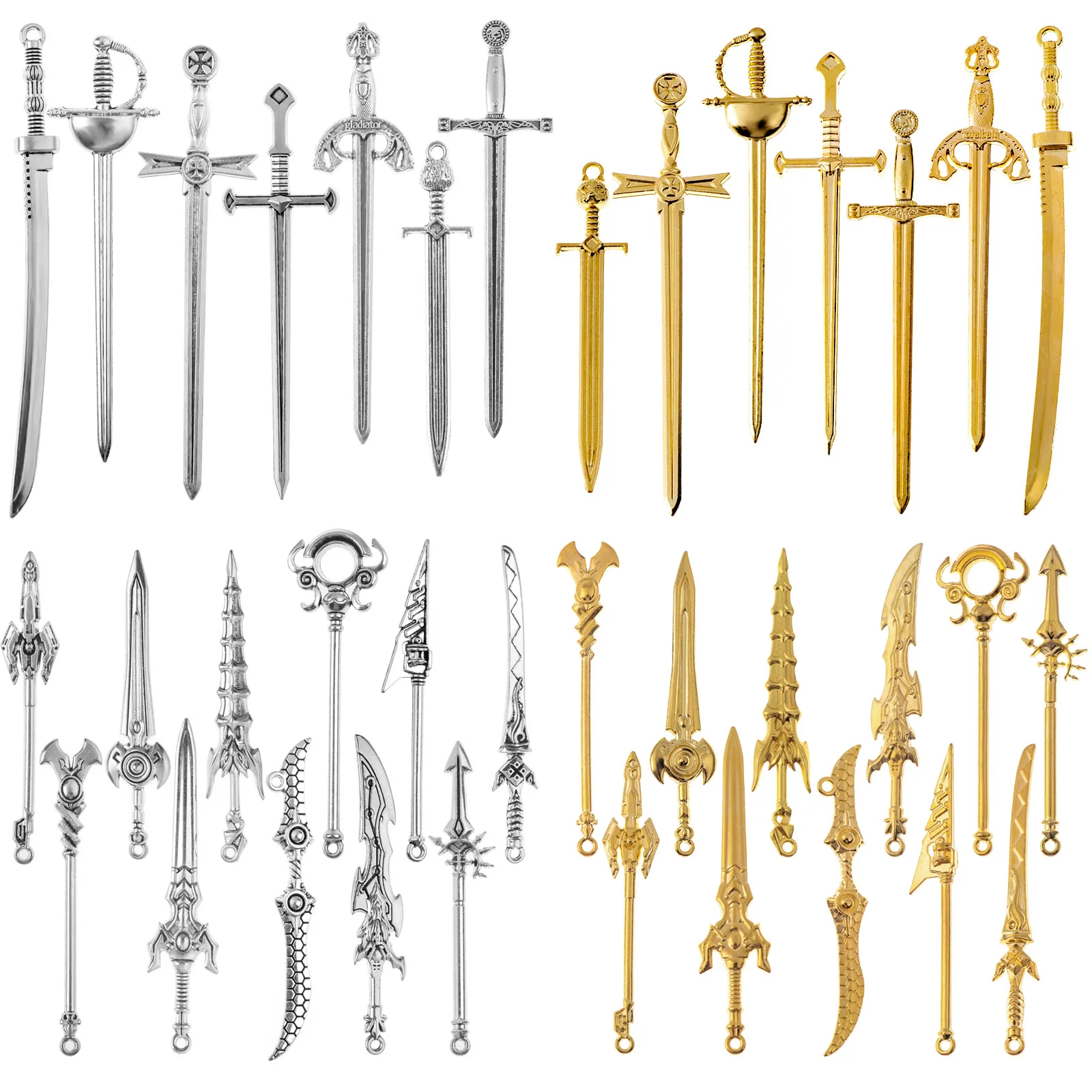 

Antique Swords Knife Bookmark Charms Antique Silver Gold Long Swords