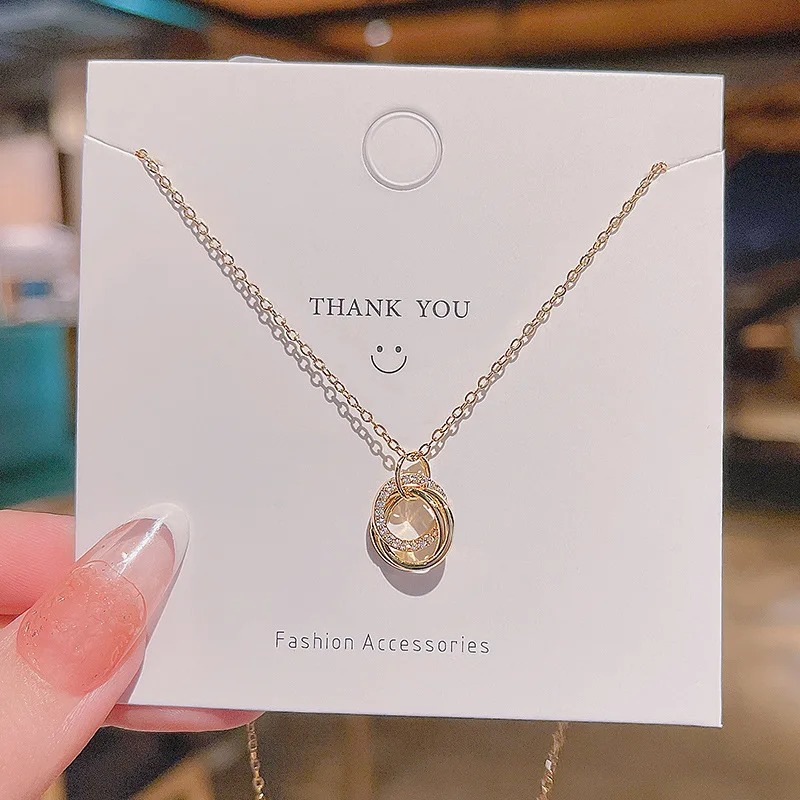 

2021 Factory Double Circle Titanium Steel Necklace Fashion Style Graceful And Fashionable Choker Clavicle