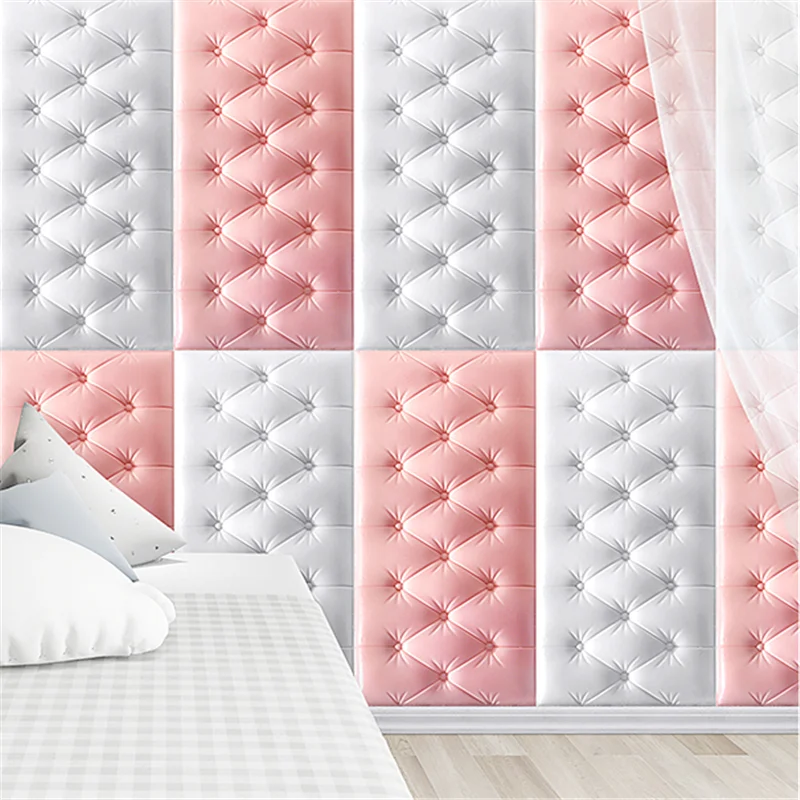 

Soft 3D Self Adhesive Foam Wall Stickers Soft Pattern DIY Wallpaper Panels for TV Background Home Living Room Bedroom Decor