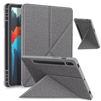 s7 plus s7 fe 12 4 inch case cover with pencil holder multi folding stand book for tab s8 plus s8