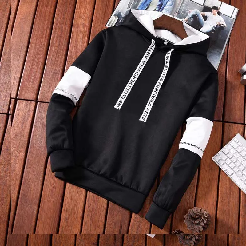 

Men's Hoodies Long Sleeve Casual Printing With Letter Sweatshirt New Spring Hip Hop Pullover Sports Top Male Hooded Sweatshirt