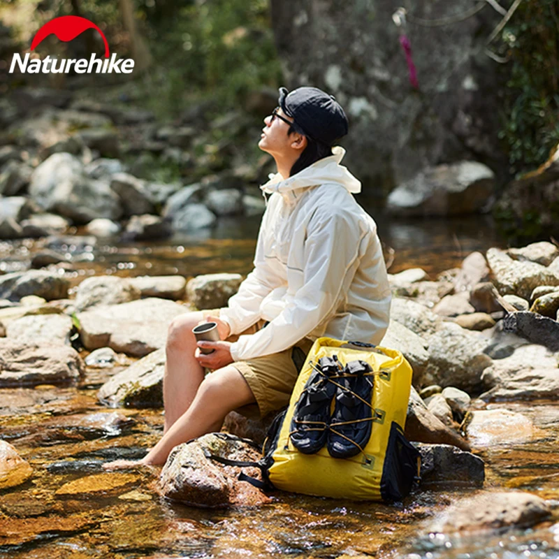 Naturehike TPU 25L Outdoor Waterproof Dry Bag IPX6 Ultralight Double Shoulder Waterproof Swimming Bag Hiking Travel Backpack