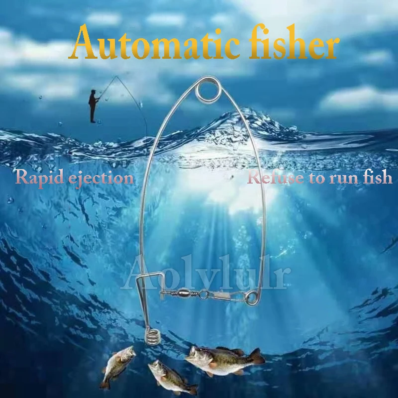 

Camping Automatic Fishing Device Spring Ejection Hook Fishing Hook Stainless Steel Universal Fishing Tackle Artifact