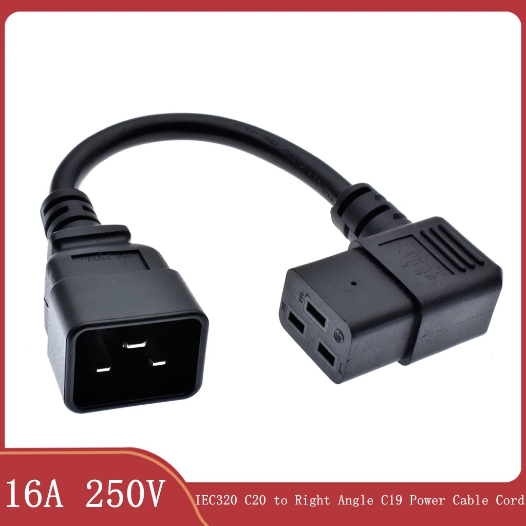 Силовой кабель IEC320 C20 под прямым углом C19, шнур для сервера/PDU 16 А, сверхмощный компьютерный шнур питания L-образной формы