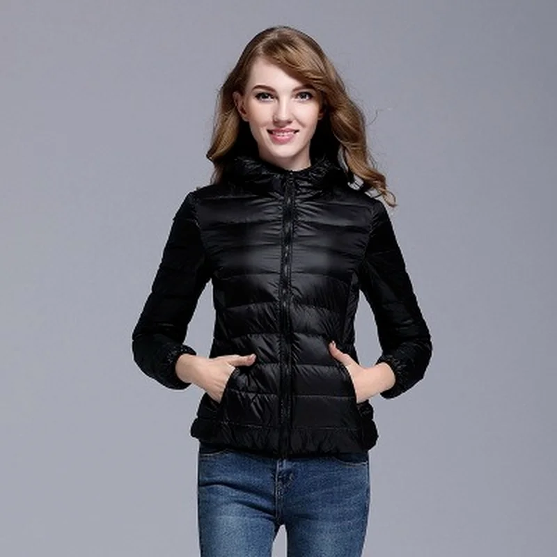 Autumn Winter Slim Short Down Jackets Women Solid Colors Hooded Coats Light Warm Thick Outwear Fashion Casual Commuter Overcoats