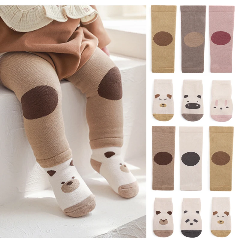 

Winter Baby Crawling Knee Pads Socks Set Warm Anti Slip Socks Terry Thicken Kids Floor Sock Boy Girls Knee Protector Leg Warmers