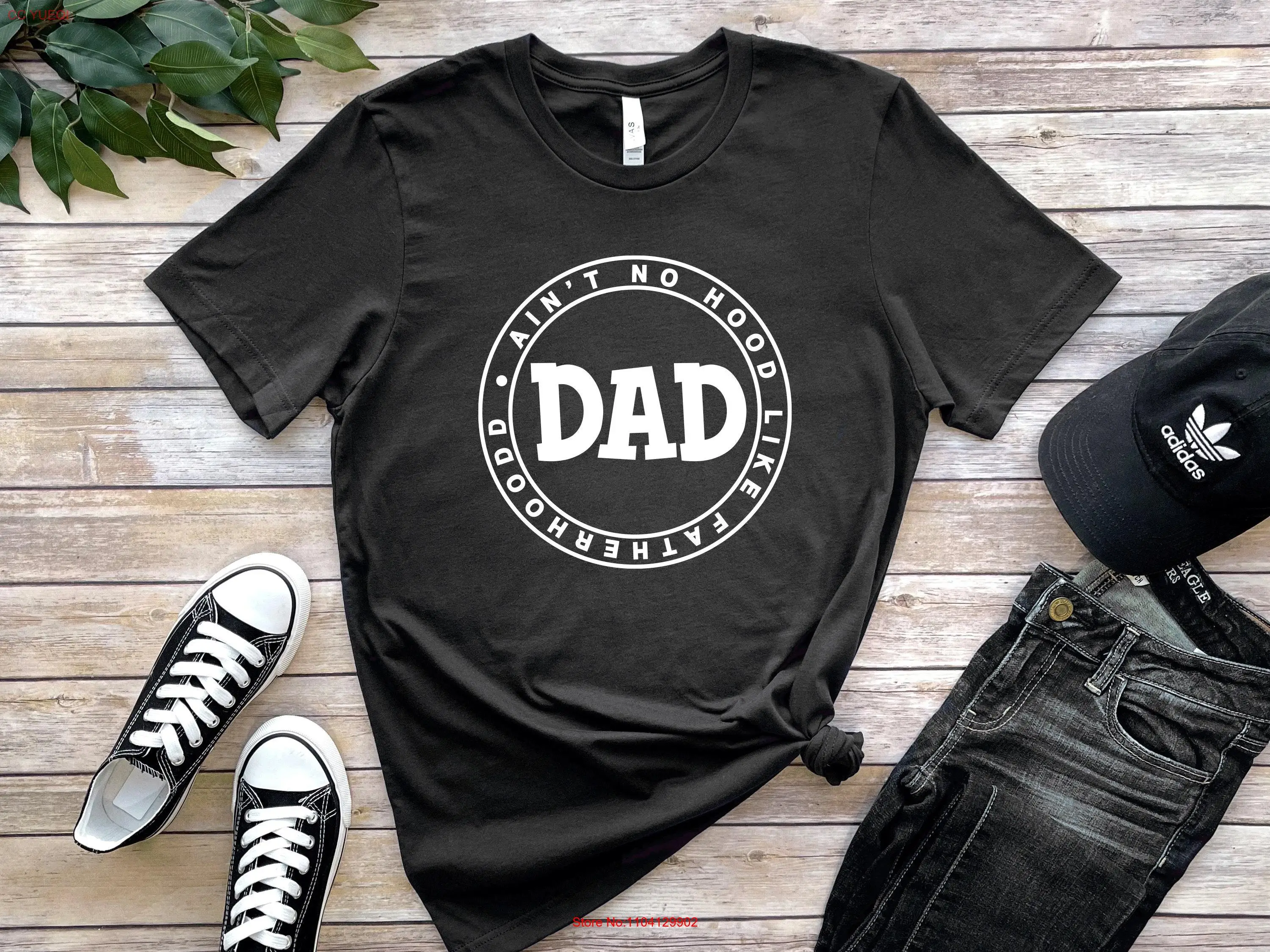 Фото Футболка Aint No Hood like Fatherhood Day, подарки для папы, лучший подарок для папы, забавный подарок отца с длинными или короткими рукавами №1