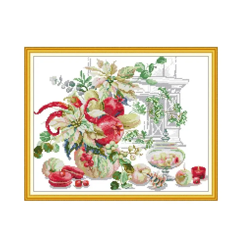 

Joy Sunday Fruit Bouquet Cross Stitch Embroidery Sits 14CT 11CT Count Printed Canvas Fabric Needlework Sewing Kits Home Decor