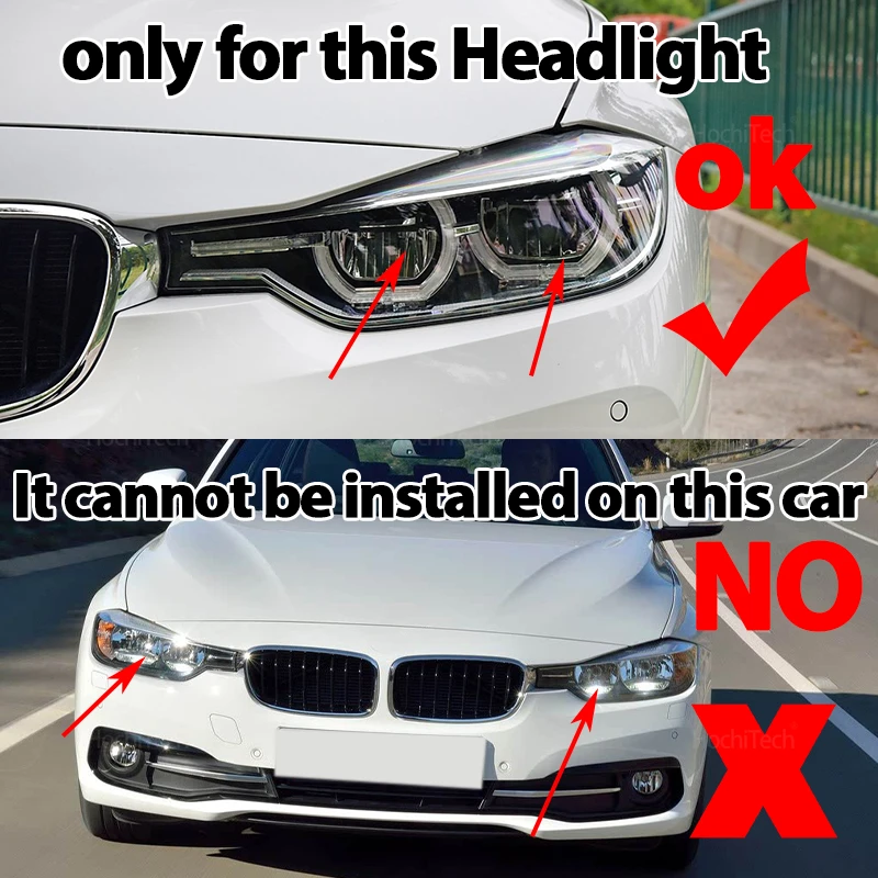 Фото Желтая светодиодная фара для 3-й серии F30 F31 F34 Facelift 2016-2019 Светодиодная фара 63117419615    Световая доска DRL Angel Eyes 7419615 №4
