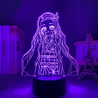 demon slayer nezuko led light anime for child bedroom decor night light birthday gift room desk acrylic 3d lamp kimetsu no yaib