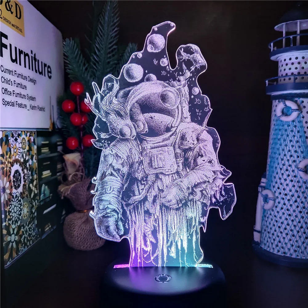 

The Astronauts 3D Illusion Lamp Anime LED Night Light For Kids Bedroom Bedside Decor Nightlight Color Change Lamparas Manga Gift