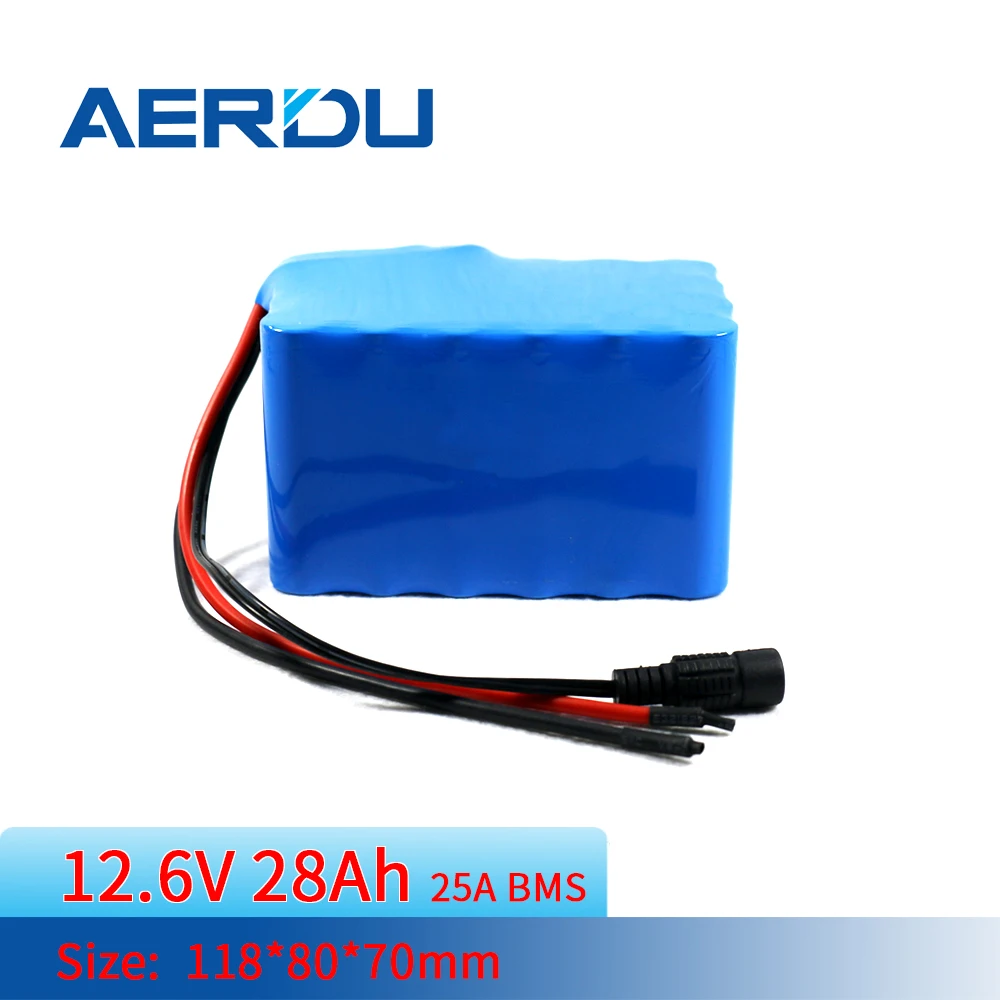 

AERDU 11.1V 3S8P 12.6V 3500mAh Cells 28Ah High Capacity 18650 Lithium Ion Battery Pack Built-in BMS FOR Electric Scooters Moped