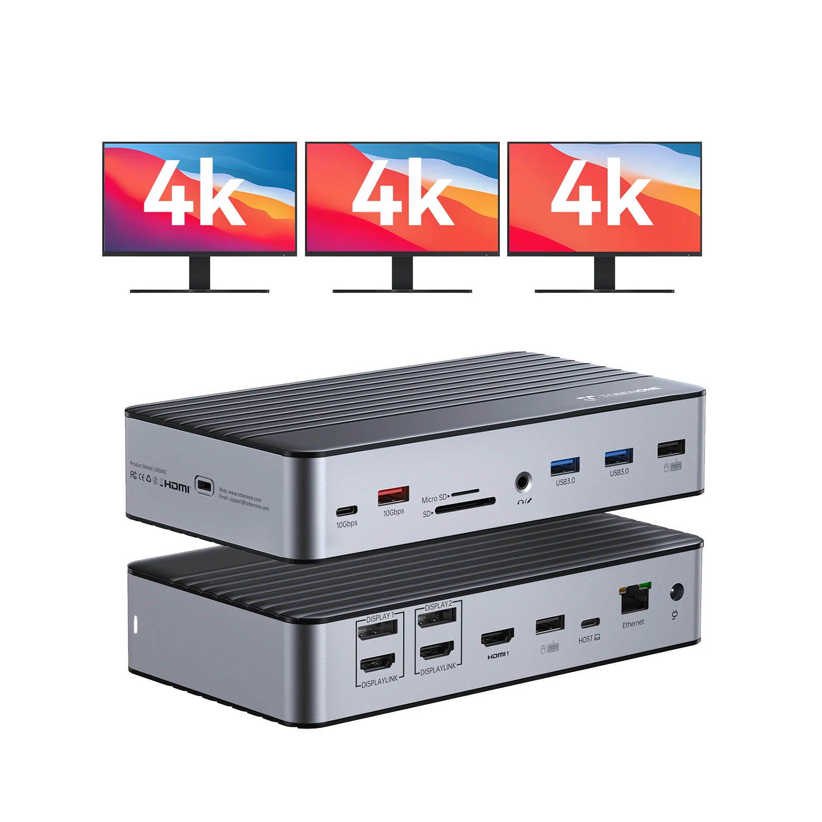 Док-станция TobenONE DisplayLink 3 монитора с HDMI(4K @ 60 Гц) зарядное устройство 120 Вт для MacBook
