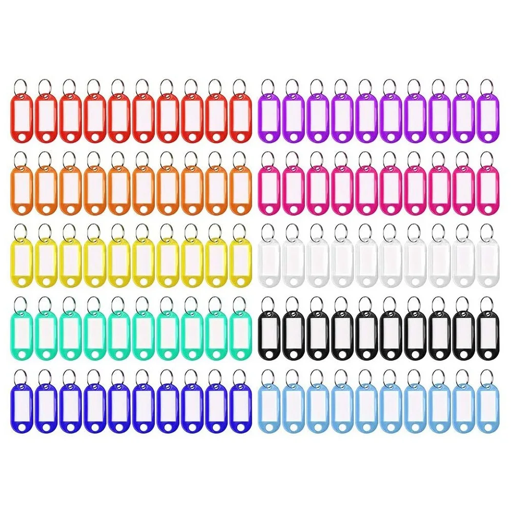 

100 Pcs 10 Colors Candy Color Label Keychain Numbered Card with Keychain Item Classification Tag for Item Identification