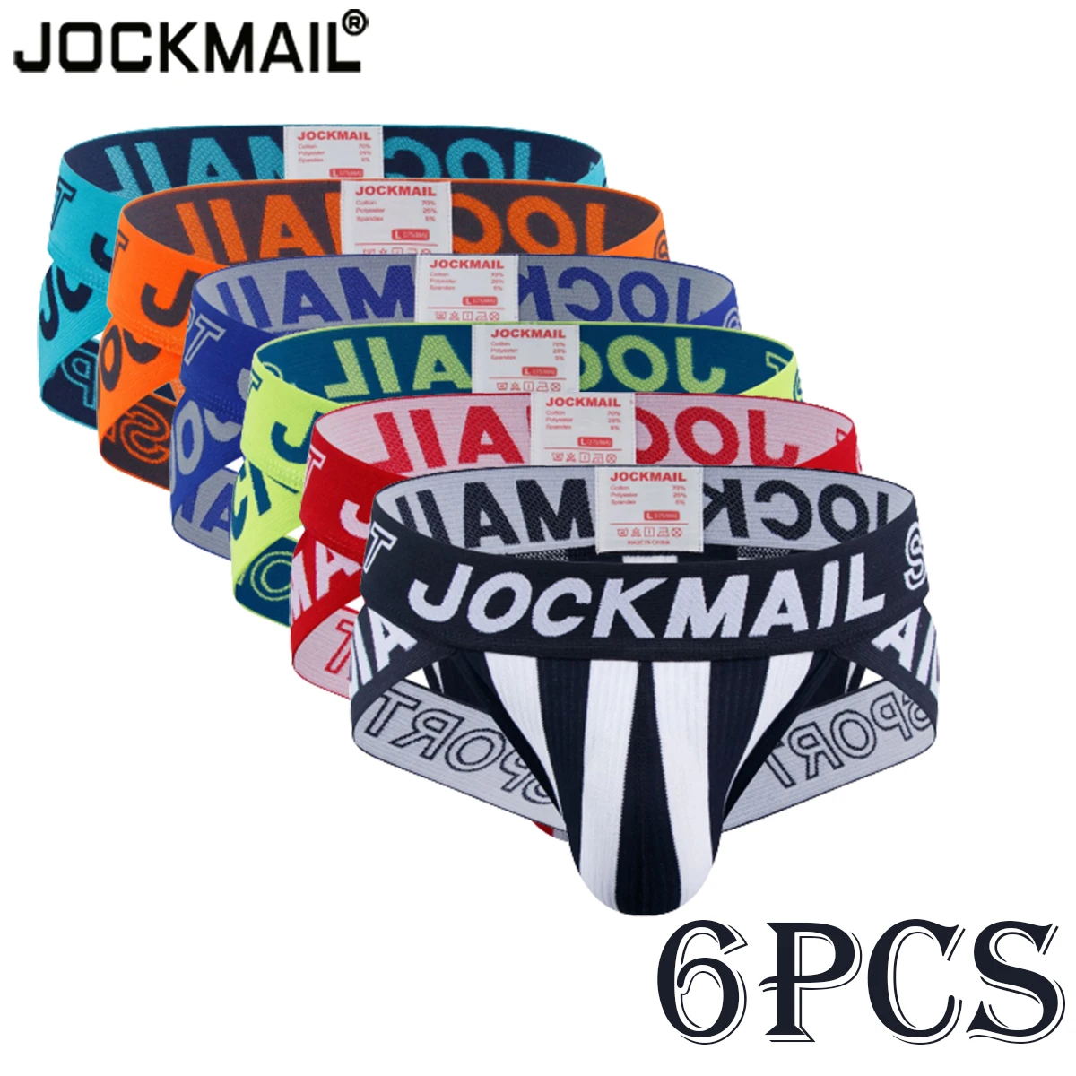 JOCKMAIL 6pcs/lot Summer Men Underwear Cotton Breathable Briefs Underpant Low Waist Jockstrap Panties Hombre Slip Cueca Lingerie