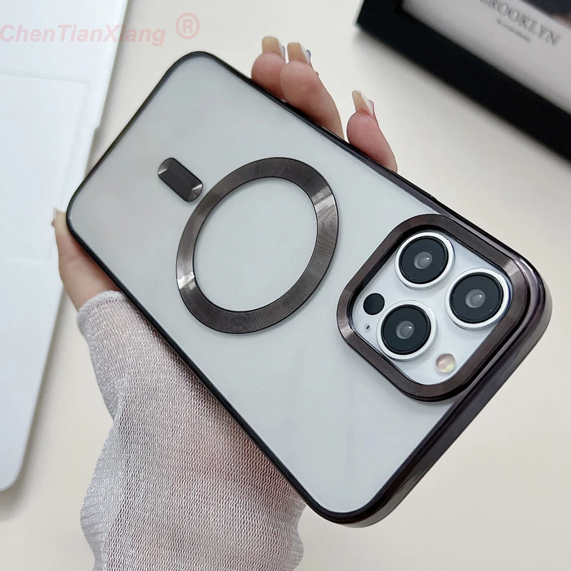 

Electroplate Magsafe Wireless Charge Transparent Case For iPhone 14 13 12 11 Pro Max Plus 11 13 12 14 Soft Bumper Clear Cover