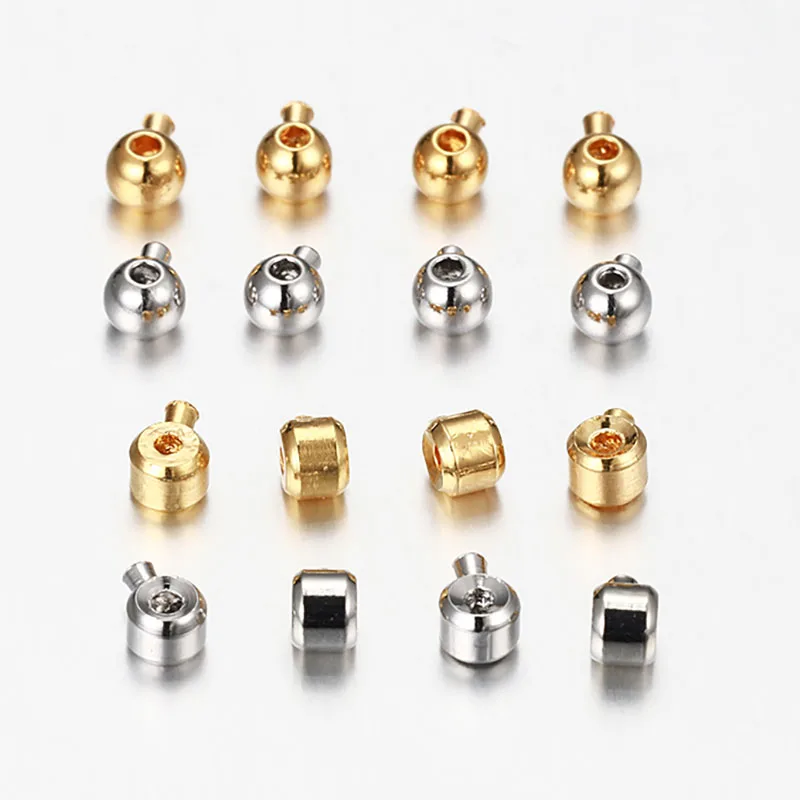 10pcs Crimp & End Beads Round Crimping fit Beading Cord Stopper Spacer Bead for Jewelry Making Accessories DIY Findings Wholeale