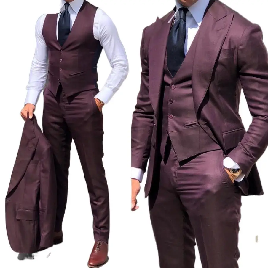 Классические свадебные смокинги костюмы облегающие мужские для жениха из 3