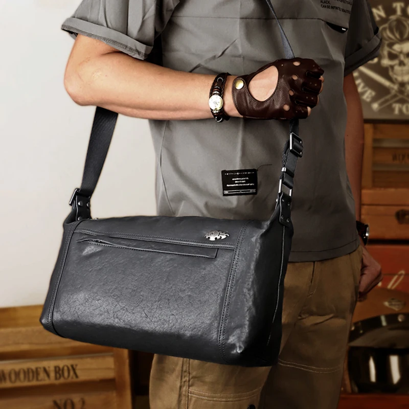 2022 Genuine Leather Men's Briefcase Shoulder Bag Large Capacity Laptop Crossbody Bag For Business Male Cross Body Bag