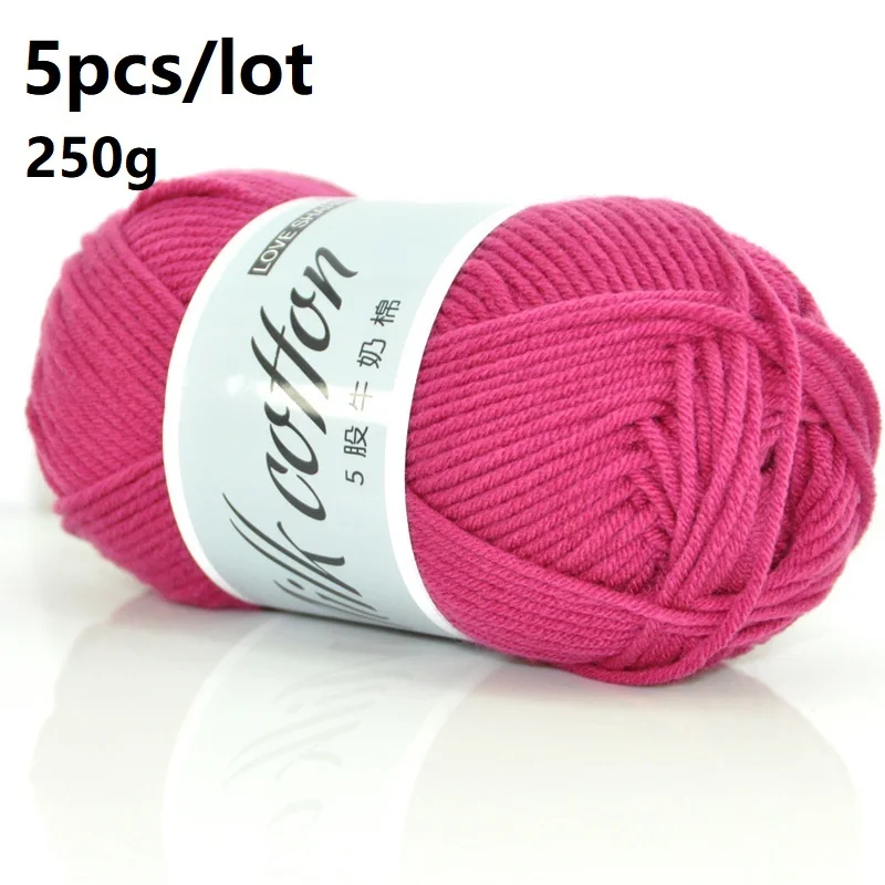 

5pcs 5-Strand Milk Cotton Knitting Wool Yarn Needlework Dyed Lanas For Crochet Craft Sweater Hat Dolls Cotton Knit Yarn 250g/lot