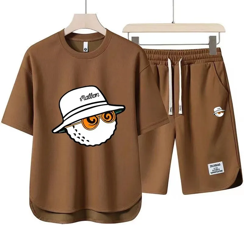 

2023 new men's and women's Sportswear cotton T-shirt and shorts set casual fitness sports two-piece golf men's wear