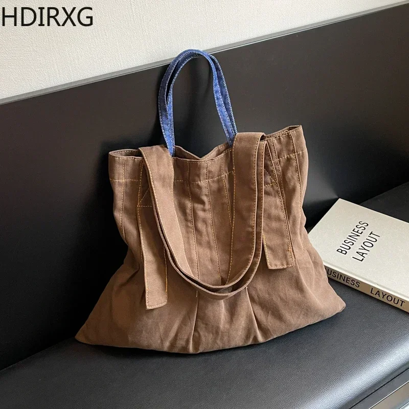 Новый стиль однотонная холщовая сумка-тоут большой емкости дизайнерская