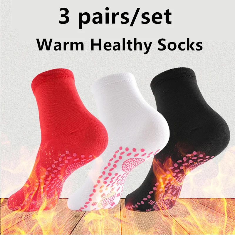 3 pairs Winter Self-heating Health Care Socks Women Ski Sports Self Heated Massage Man Short Sock Therapy Comfortable Warm Sock