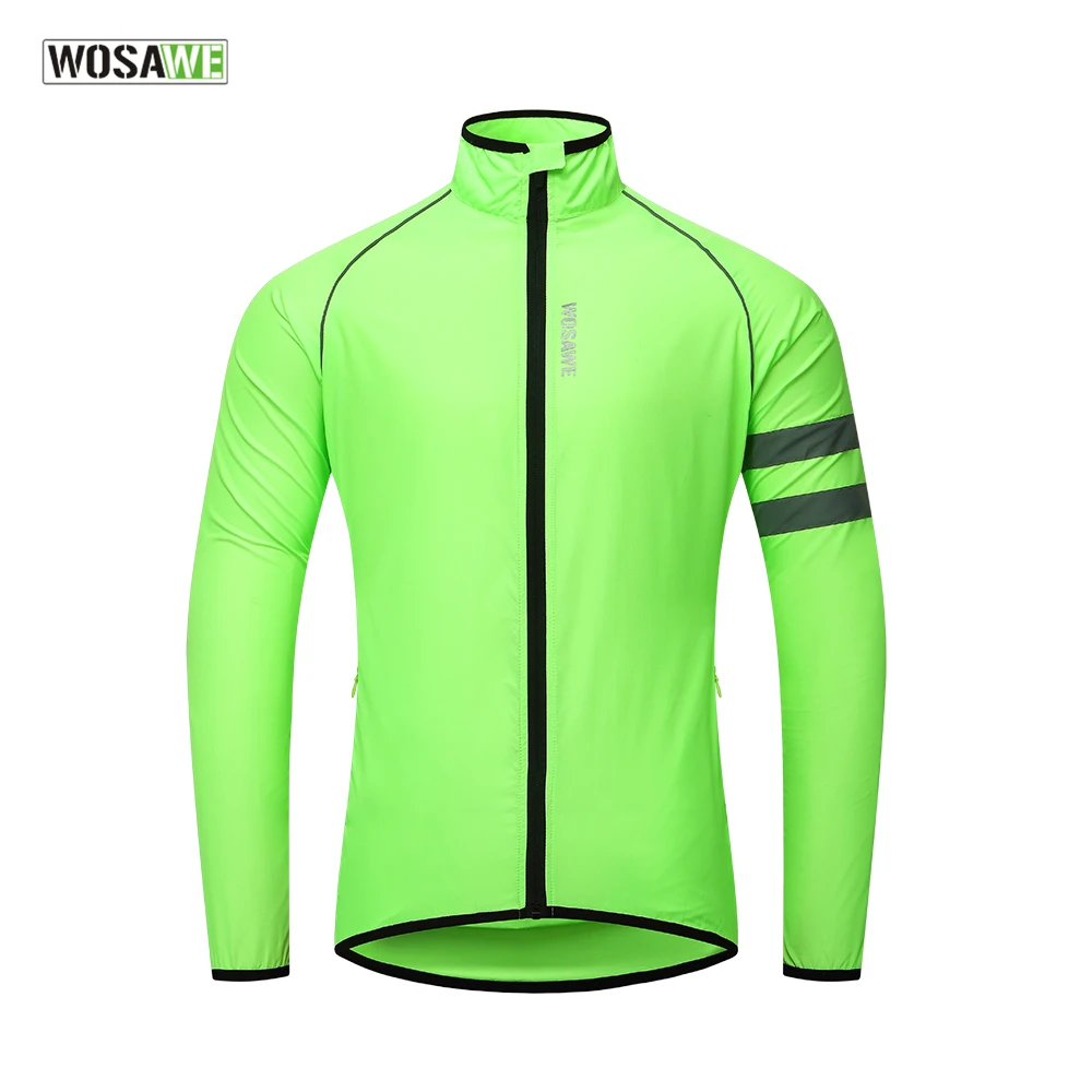 WOSAWE Mens Windproof Bike Jacket Fleece Thermal Jersey Reflective Full Sleeve Shirts for Cycling Racing Running Camping