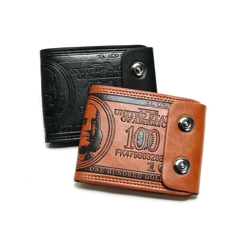 

New Men's Short Wallet Fashion Magnetic Buckle Coin Purse Pu Card Case