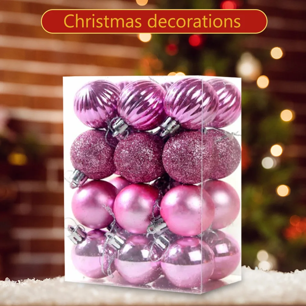 24pcs Christmas Ball Ornaments Beautiful Crafts Color Balls Atmosphere Decoration Ceiling Pendant for Garlands Windows - купить по